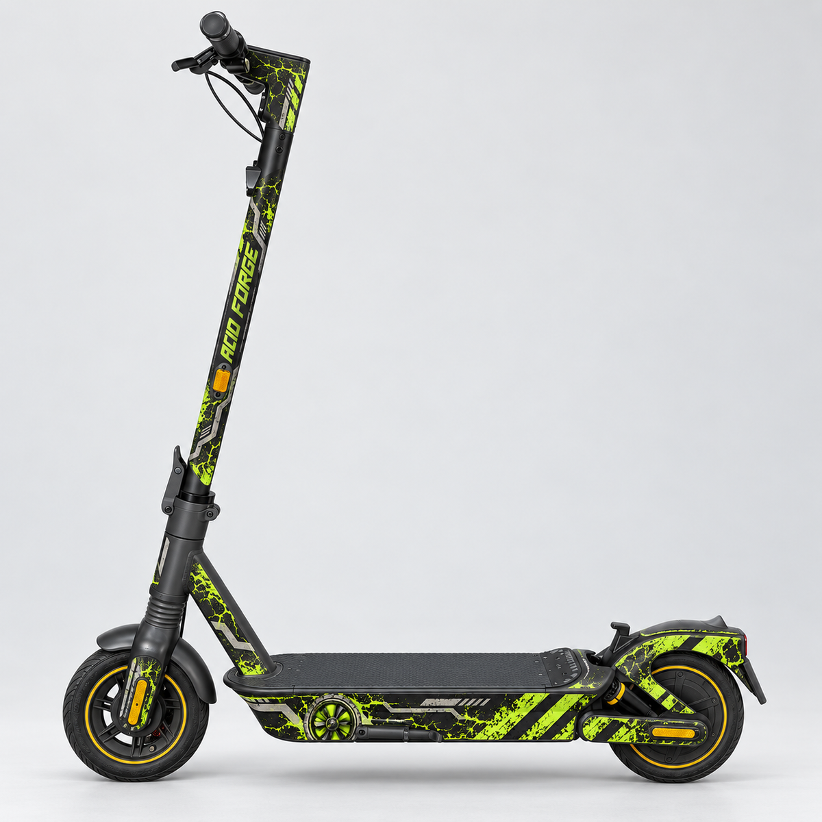 Acid Forge – Designvisualisierung des montierten Skins am Segway Ninebot MAX G2. Scooter nicht enthalten.