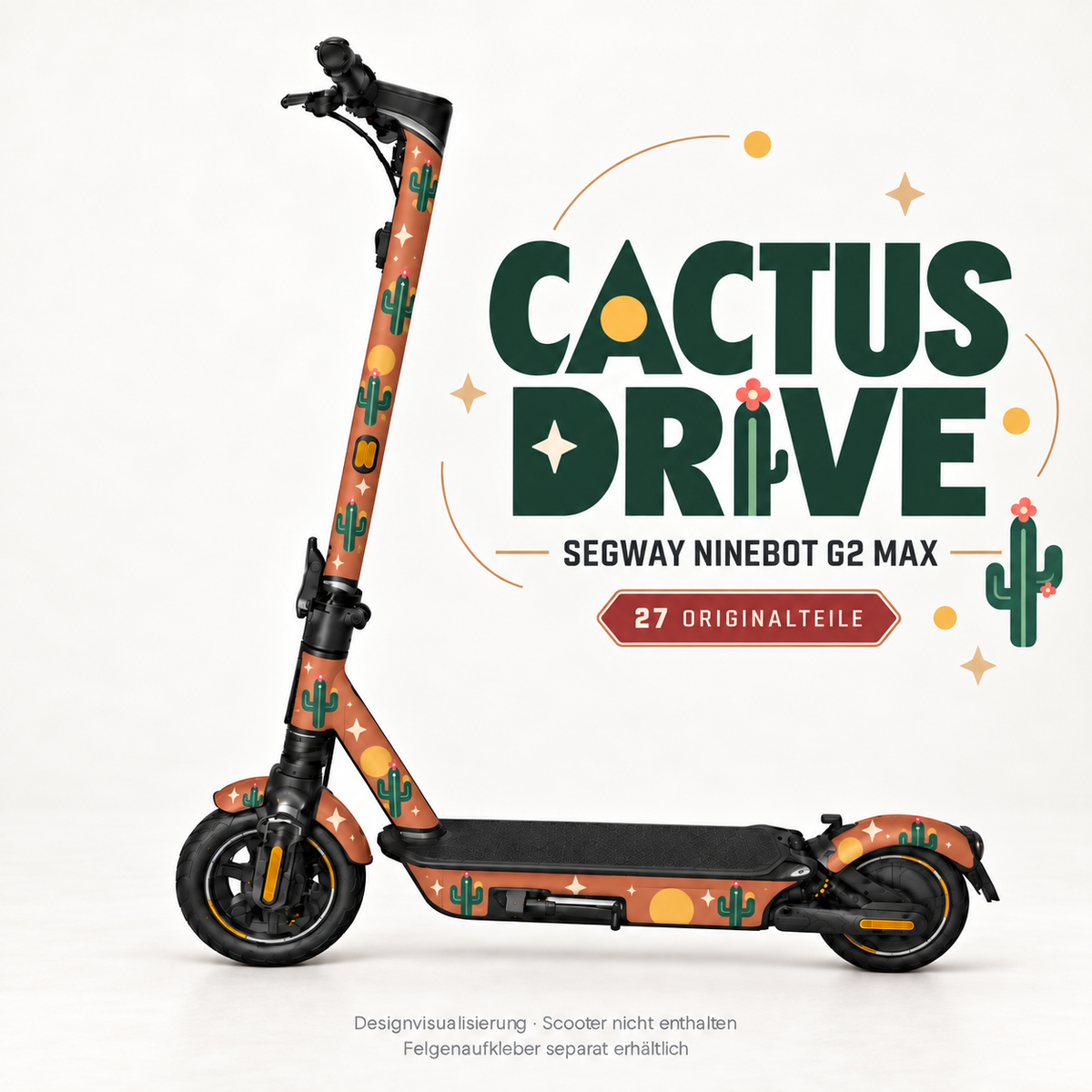 CACTUS DRIVE Skin für Segway Ninebot MAX G2. Felgenaufkleber separat erhältlich.