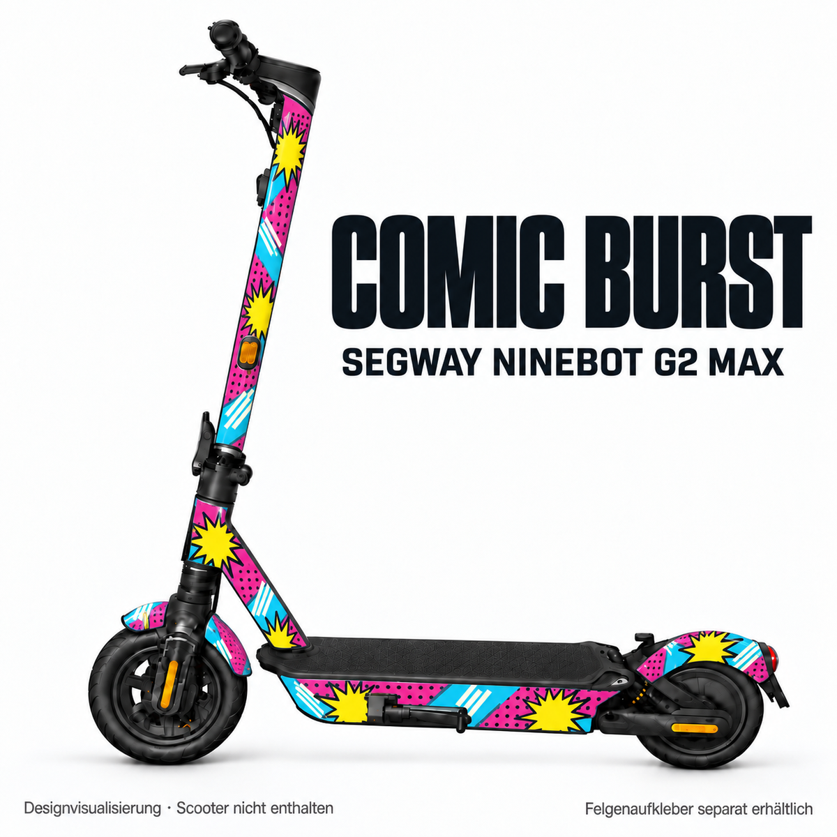 COMIC BURST Skin für Segway Ninebot MAX G2. Felgenaufkleber separat erhältlich.
