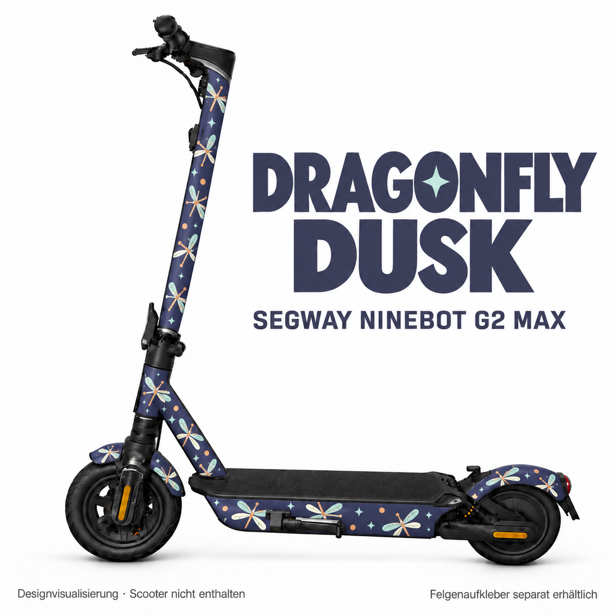 DRAGONFLY DUSK Skin für Segway Ninebot MAX G2. Felgenaufkleber separat erhältlich.