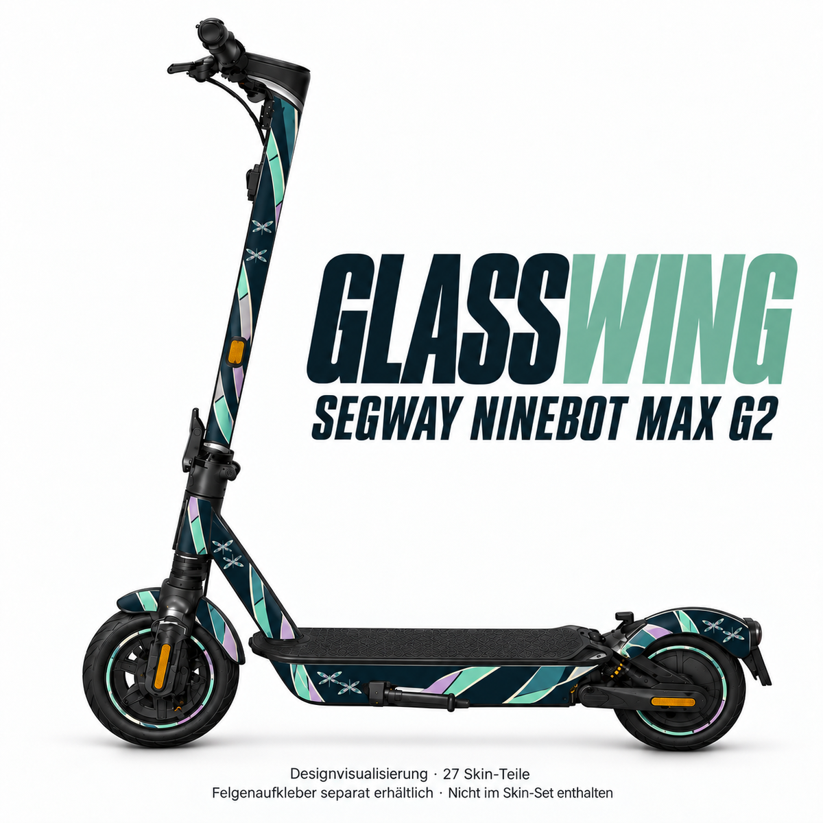 GLASSWING Skin für Segway Ninebot MAX G2. Felgenaufkleber separat erhältlich.