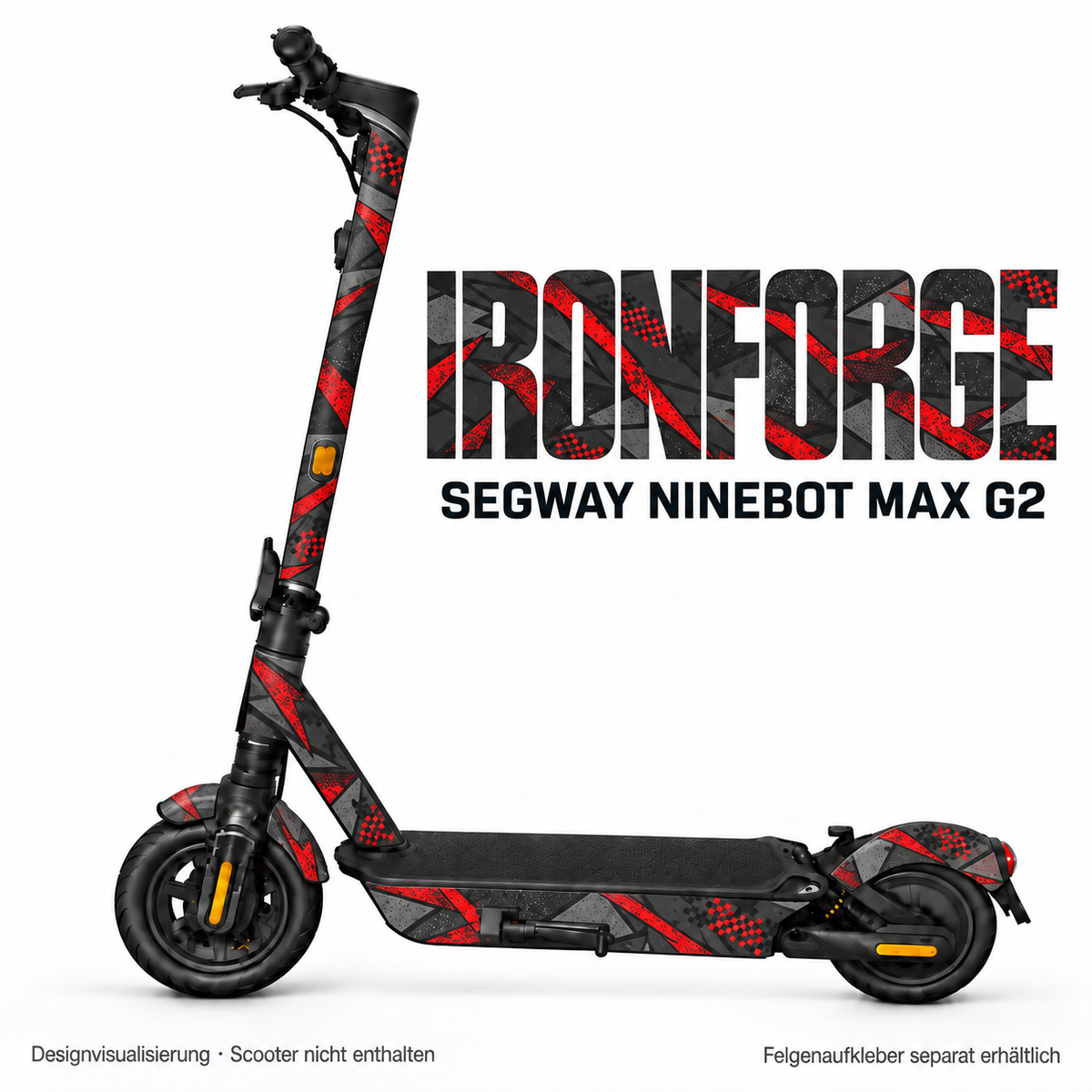 IRONFORGE Skin für Segway Ninebot MAX G2. Felgenaufkleber separat erhältlich.