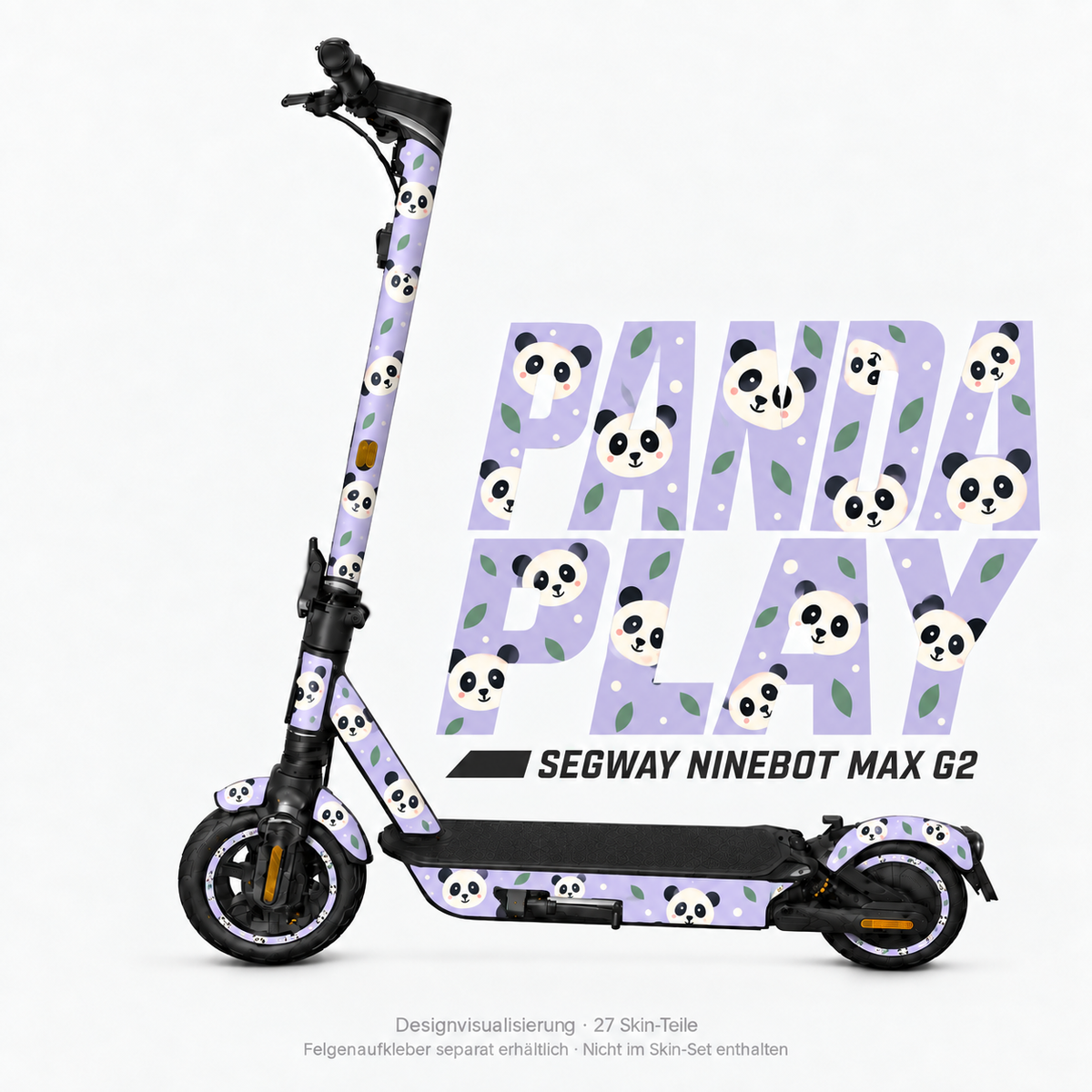 PANDA PLAY Skin für Segway Ninebot MAX G2. Felgenaufkleber separat erhältlich.