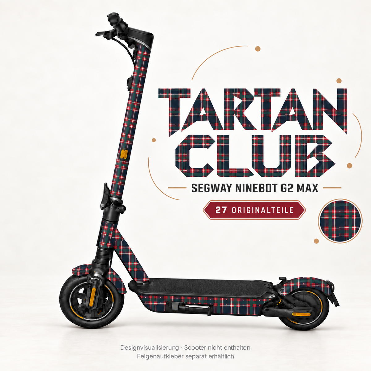 TARTAN CLUB Skin für Segway Ninebot MAX G2. Felgenaufkleber separat erhältlich.