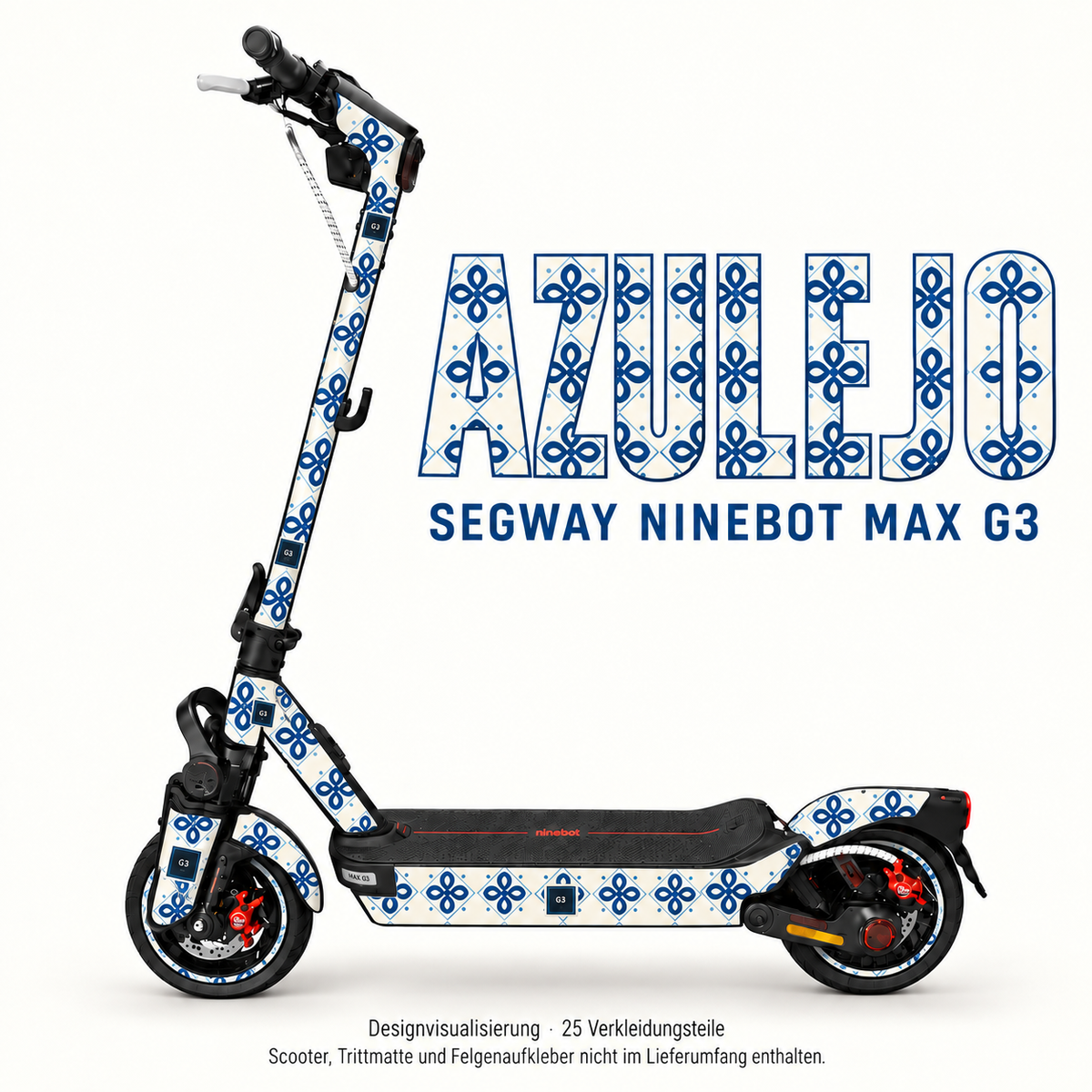 AZULEJO Skin für Segway Ninebot MAX G3. Felgenaufkleber separat erhältlich.