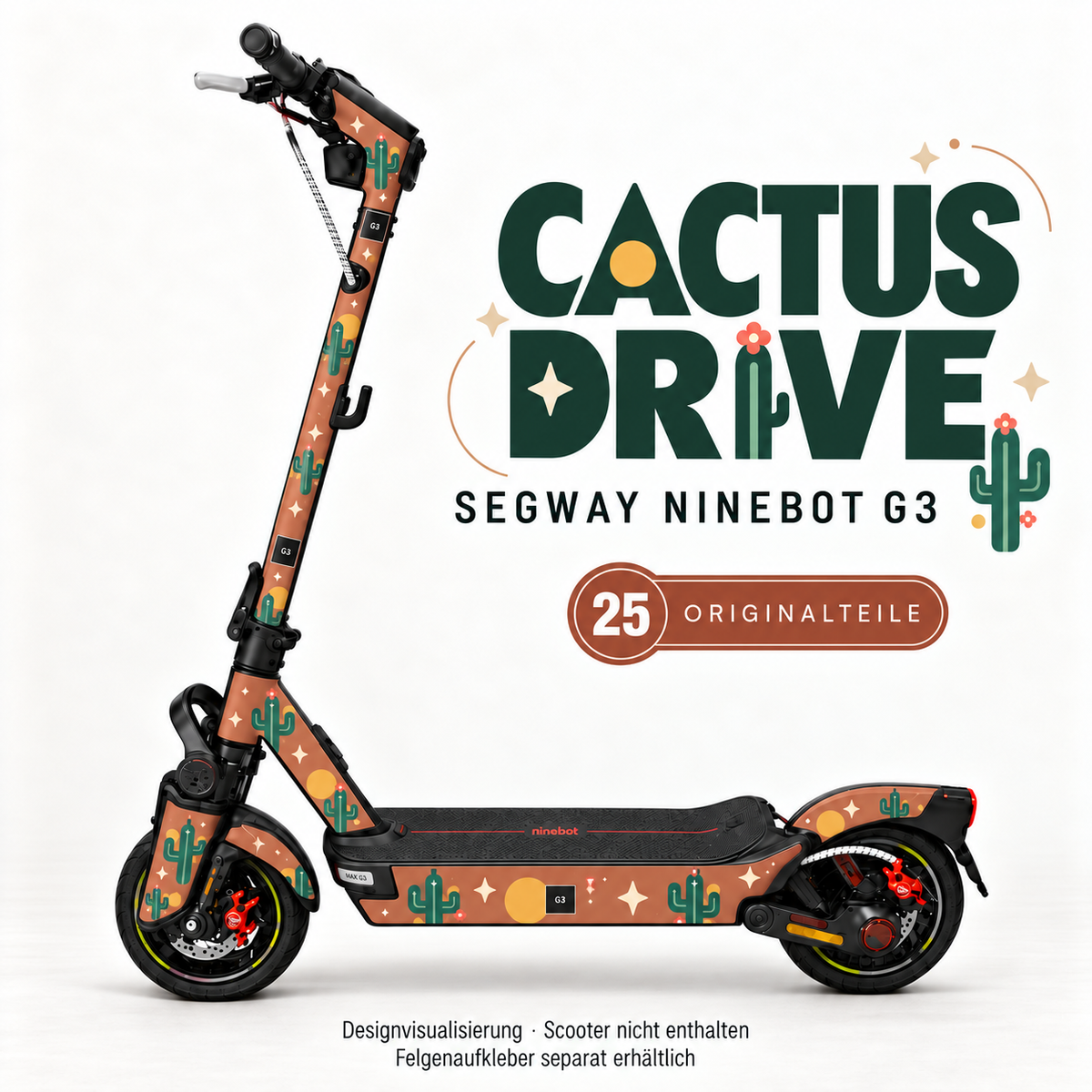 CACTUS DRIVE Skin für Segway Ninebot MAX G3. Felgenaufkleber separat erhältlich.