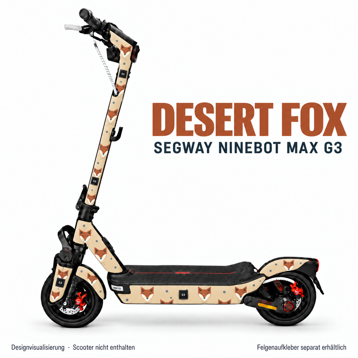 DESERT FOX Skin für Segway Ninebot MAX G3. Felgenaufkleber separat erhältlich.