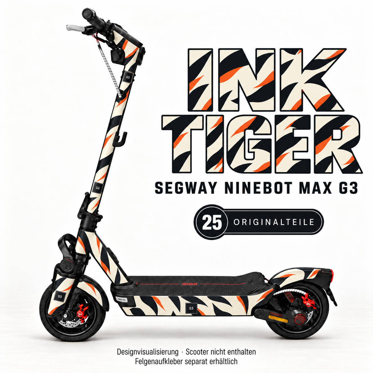 INK TIGER Skin für Segway Ninebot MAX G3. Felgenaufkleber separat erhältlich.