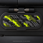 Ladeklappen-Sticker Cyber Camouflage – digitale Designvorschau an der Ladeklappe, nur der Aufkleber enthalten