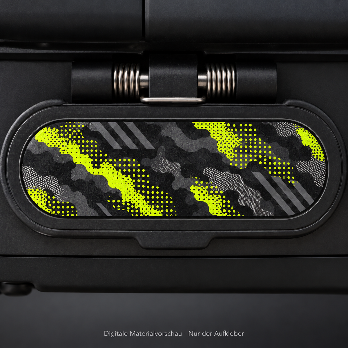 Ladeklappen-Sticker Cyber Camouflage – digitale Designvorschau an der Ladeklappe, nur der Aufkleber enthalten