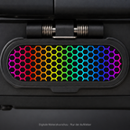 Ladeklappen-Sticker Hexagon Rainbow – digitale Designvorschau an der Ladeklappe, nur der Aufkleber enthalten