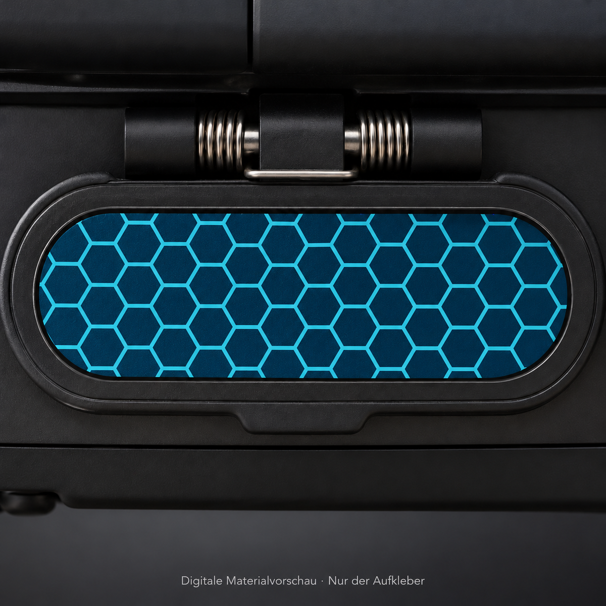 Ladeklappen-Sticker Ice Blue Hex – digitale Designvorschau an der Ladeklappe, nur der Aufkleber enthalten