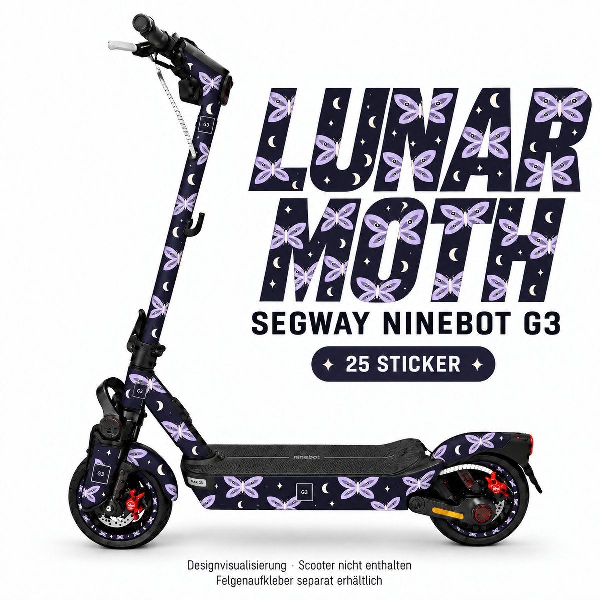 LUNAR MOTH Skin für Segway Ninebot MAX G3. Felgenaufkleber separat erhältlich.