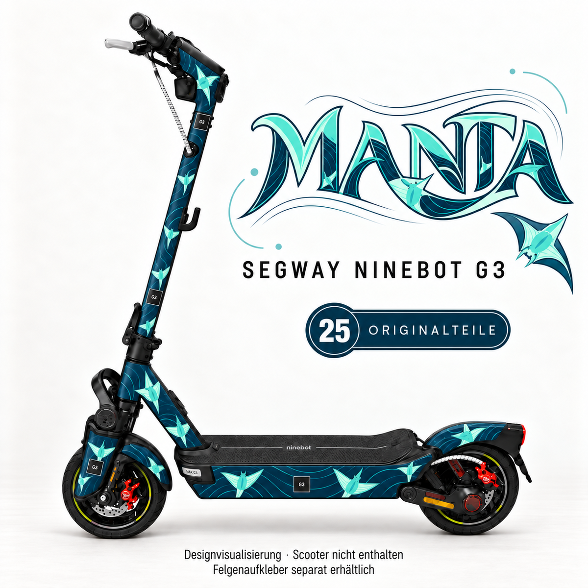 MANTA Skin für Segway Ninebot MAX G3. Felgenaufkleber separat erhältlich.