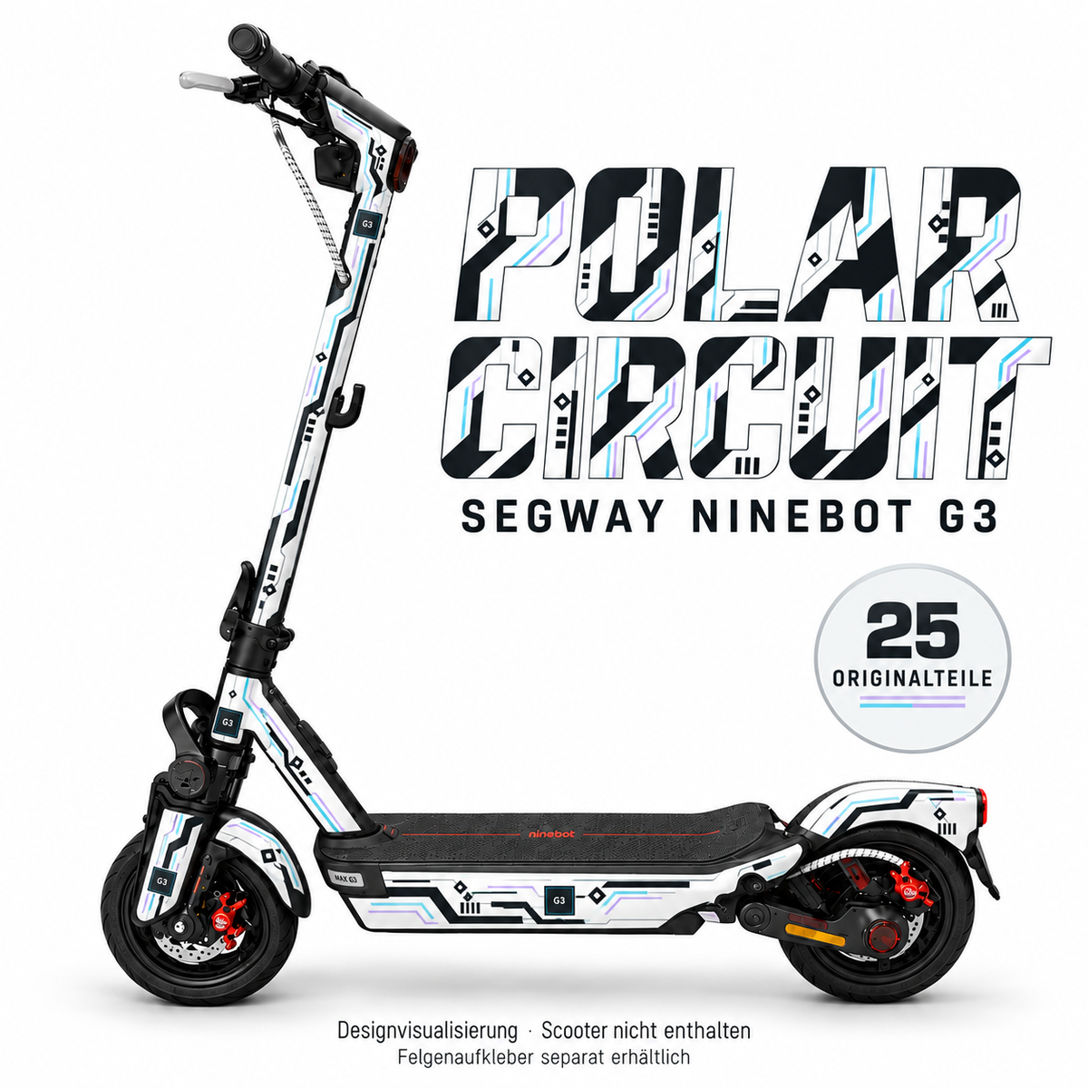 POLAR CIRCUIT Skin für Segway Ninebot MAX G3. Felgenaufkleber separat erhältlich.
