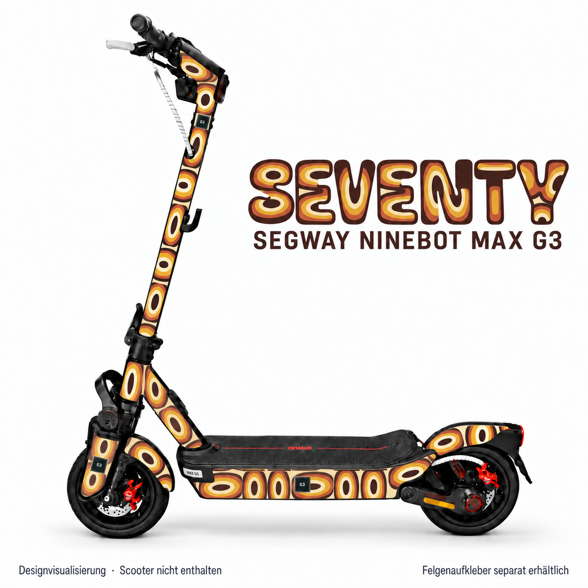 SEVENTY Skin für Segway Ninebot MAX G3. Felgenaufkleber separat erhältlich.
