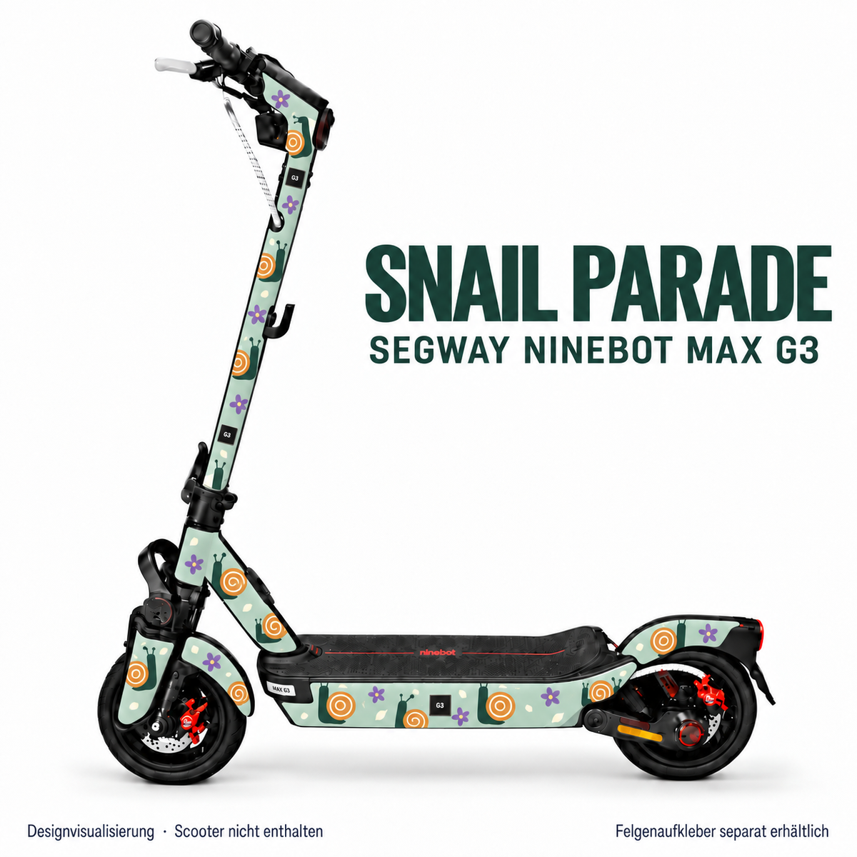 SNAIL PARADE Skin für Segway Ninebot MAX G3. Felgenaufkleber separat erhältlich.