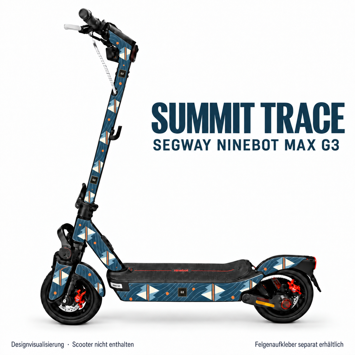 SUMMIT TRACE Skin für Segway Ninebot MAX G3. Felgenaufkleber separat erhältlich.