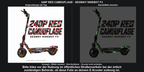 240P RED CAMOUFLAGE · SEGWAY NINEBOT F3 – Original bei Tag und simulierter grüner Nachleuchteffekt; Effekt simuliert; Scooter nicht enthalten. Bitte kläre vor der Nutzung im öffentlichen Straßenverkehr bei der örtlich zuständigen Behörde, ob diese Folie an deinem E-Scooter zulässig ist.