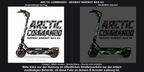 ARCTIC COMMANDO · SEGWAY NINEBOT MAX G3 – Original bei Tag und simulierter grüner Nachleuchteffekt; Effekt simuliert; Scooter nicht enthalten. Bitte kläre vor der Nutzung im öffentlichen Straßenverkehr bei der örtlich zuständigen Behörde, ob diese Folie an deinem E-Scooter zulässig ist.