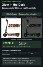 ASIMOV · SEGWAY NINEBOT MAX G2 – Glow Zusatzoption +29,99 €; Skin separat; Effekt simuliert; Scooter nicht enthalten. Bitte kläre vor der Nutzung im öffentlichen Straßenverkehr bei der örtlich zuständigen Behörde, ob diese Folie an deinem E-Scooter zulässig ist.