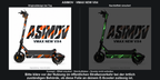ASIMOV · VMAX NEW VX4 – Original bei Tag und simulierter grüner Nachleuchteffekt; Effekt simuliert; Scooter nicht enthalten. Bitte kläre vor der Nutzung im öffentlichen Straßenverkehr bei der örtlich zuständigen Behörde, ob diese Folie an deinem E-Scooter zulässig ist.
