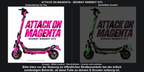 ATTACK ON MAGENTA · SEGWAY NINEBOT GT3 – Original bei Tag und simulierter grüner Nachleuchteffekt; Effekt simuliert; Scooter nicht enthalten. Bitte kläre vor der Nutzung im öffentlichen Straßenverkehr bei der örtlich zuständigen Behörde, ob diese Folie an deinem E-Scooter zulässig ist.