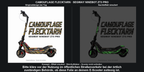 CAMOUFLAGE FLECKTARN · SEGWAY NINEBOT ZT3 PRO – Original bei Tag und simulierter grüner Nachleuchteffekt; Effekt simuliert; Scooter nicht enthalten. Bitte kläre vor der Nutzung im öffentlichen Straßenverkehr bei der örtlich zuständigen Behörde, ob diese Folie an deinem E-Scooter zulässig ist.