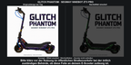 GLITCH PHANTOM · SEGWAY NINEBOT ZT3 PRO – Original bei Tag und simulierter grüner Nachleuchteffekt; Effekt simuliert; Scooter nicht enthalten. Bitte kläre vor der Nutzung im öffentlichen Straßenverkehr bei der örtlich zuständigen Behörde, ob diese Folie an deinem E-Scooter zulässig ist.