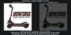 IRONFORGE · SEGWAY NINEBOT ZT3 PRO – Original bei Tag und simulierter grüner Nachleuchteffekt; Effekt simuliert; Scooter nicht enthalten. Bitte kläre vor der Nutzung im öffentlichen Straßenverkehr bei der örtlich zuständigen Behörde, ob diese Folie an deinem E-Scooter zulässig ist.