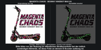 MAGENTA CHAOS · SEGWAY NINEBOT MAX G3 – Original bei Tag und simulierter grüner Nachleuchteffekt; Effekt simuliert; Scooter nicht enthalten. Bitte kläre vor der Nutzung im öffentlichen Straßenverkehr bei der örtlich zuständigen Behörde, ob diese Folie an deinem E-Scooter zulässig ist.