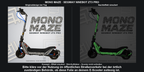 MONO MAZE · SEGWAY NINEBOT ZT3 PRO – Original bei Tag und simulierter grüner Nachleuchteffekt; Effekt simuliert; Scooter nicht enthalten. Bitte kläre vor der Nutzung im öffentlichen Straßenverkehr bei der örtlich zuständigen Behörde, ob diese Folie an deinem E-Scooter zulässig ist.