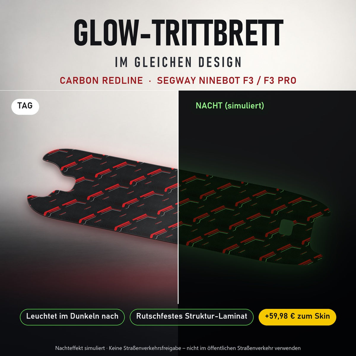 Glow-Trittbrett – CARBON REDLINE, Tag/Nacht
