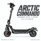 ARCTIC COMMANDO Skin am Segway GT3D – Designvisualisierung, Felgenaufkleber separat