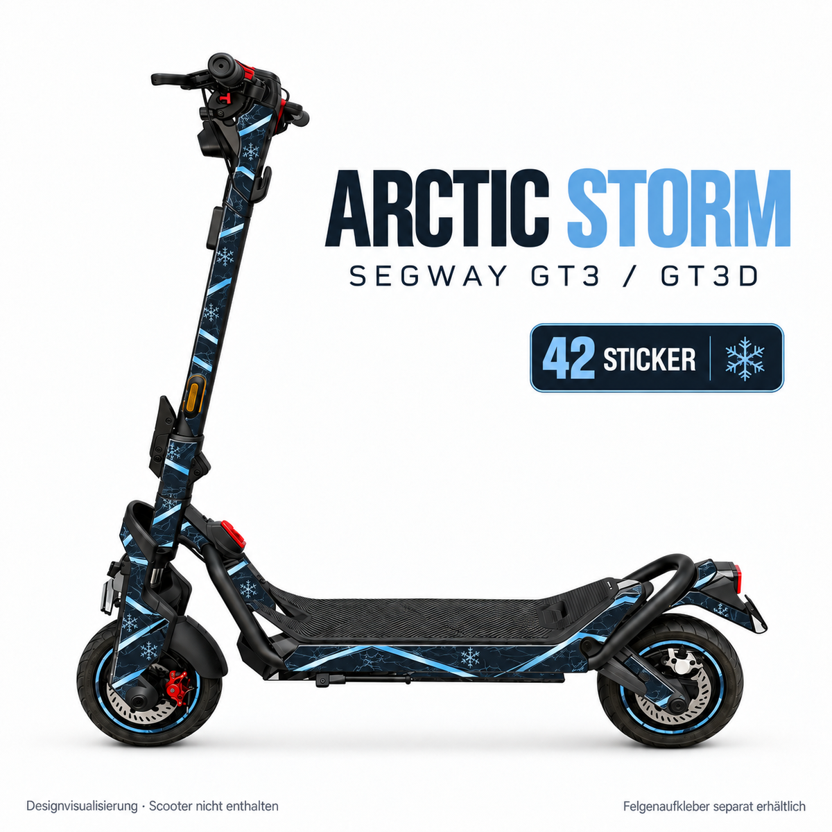 ARCTIC STORM Skin für Segway GT3D. Felgenaufkleber separat erhältlich.
