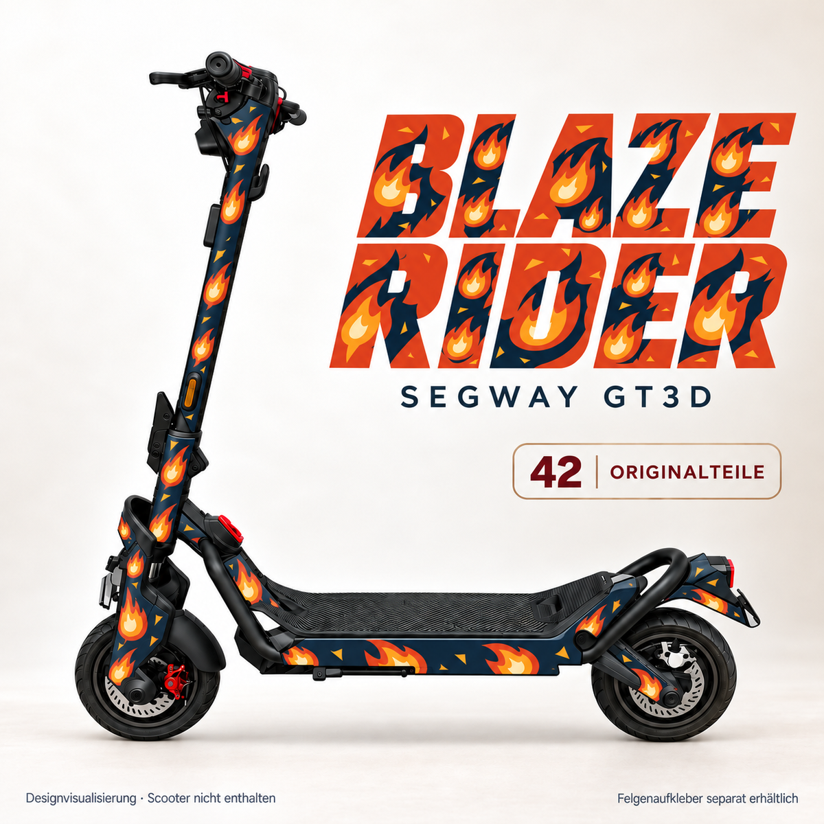BLAZE RIDER Skin für Segway GT3D. Felgenaufkleber separat erhältlich.