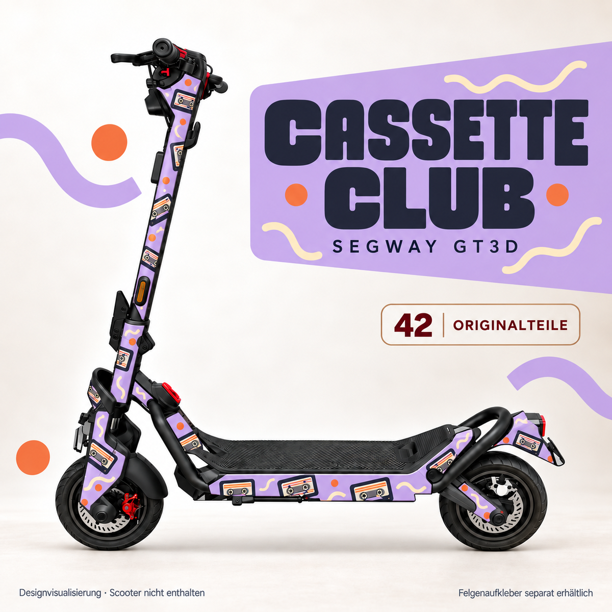 CASSETTE CLUB Skin für Segway GT3D. Felgenaufkleber separat erhältlich.