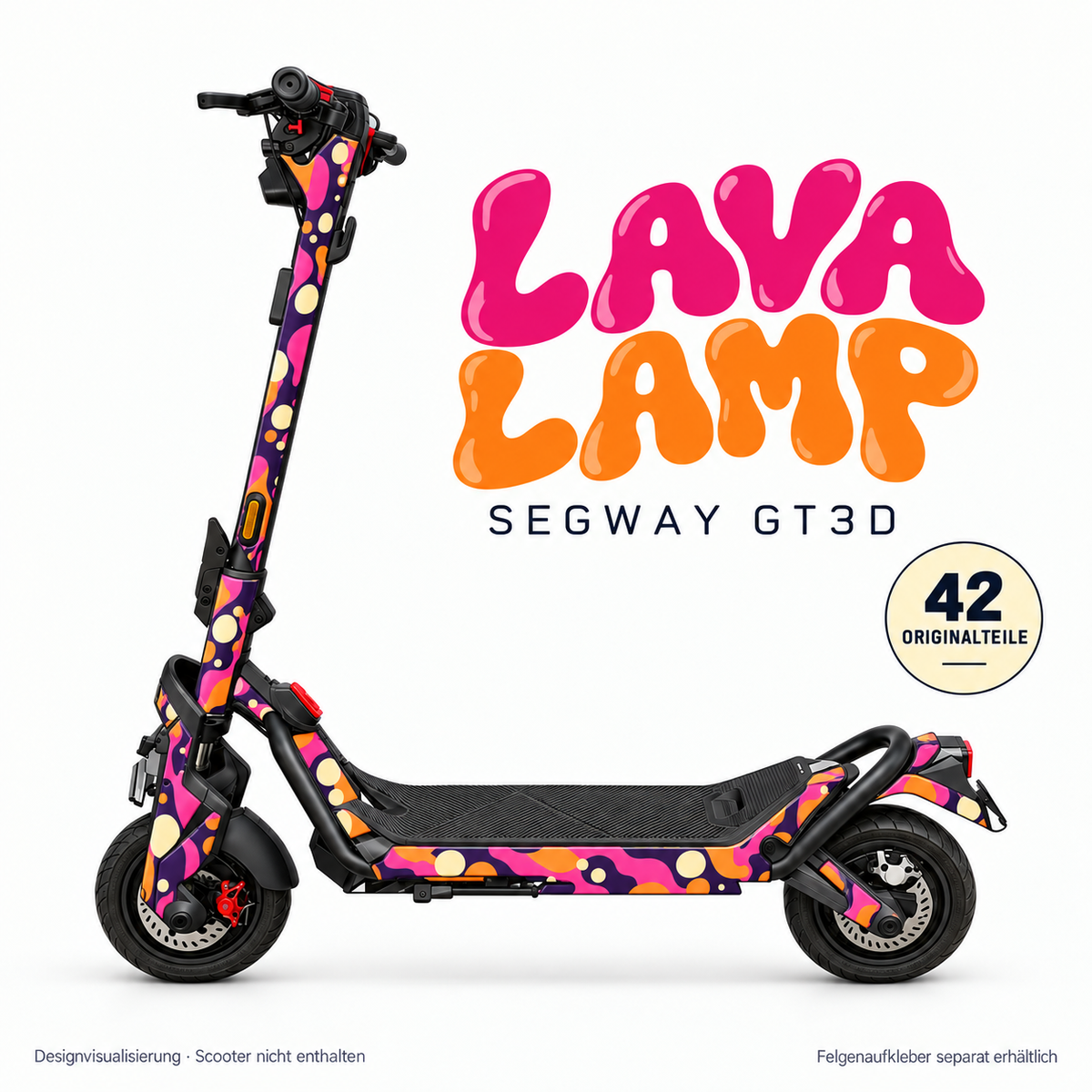 LAVA LAMP Skin für Segway GT3D. Felgenaufkleber separat erhältlich.