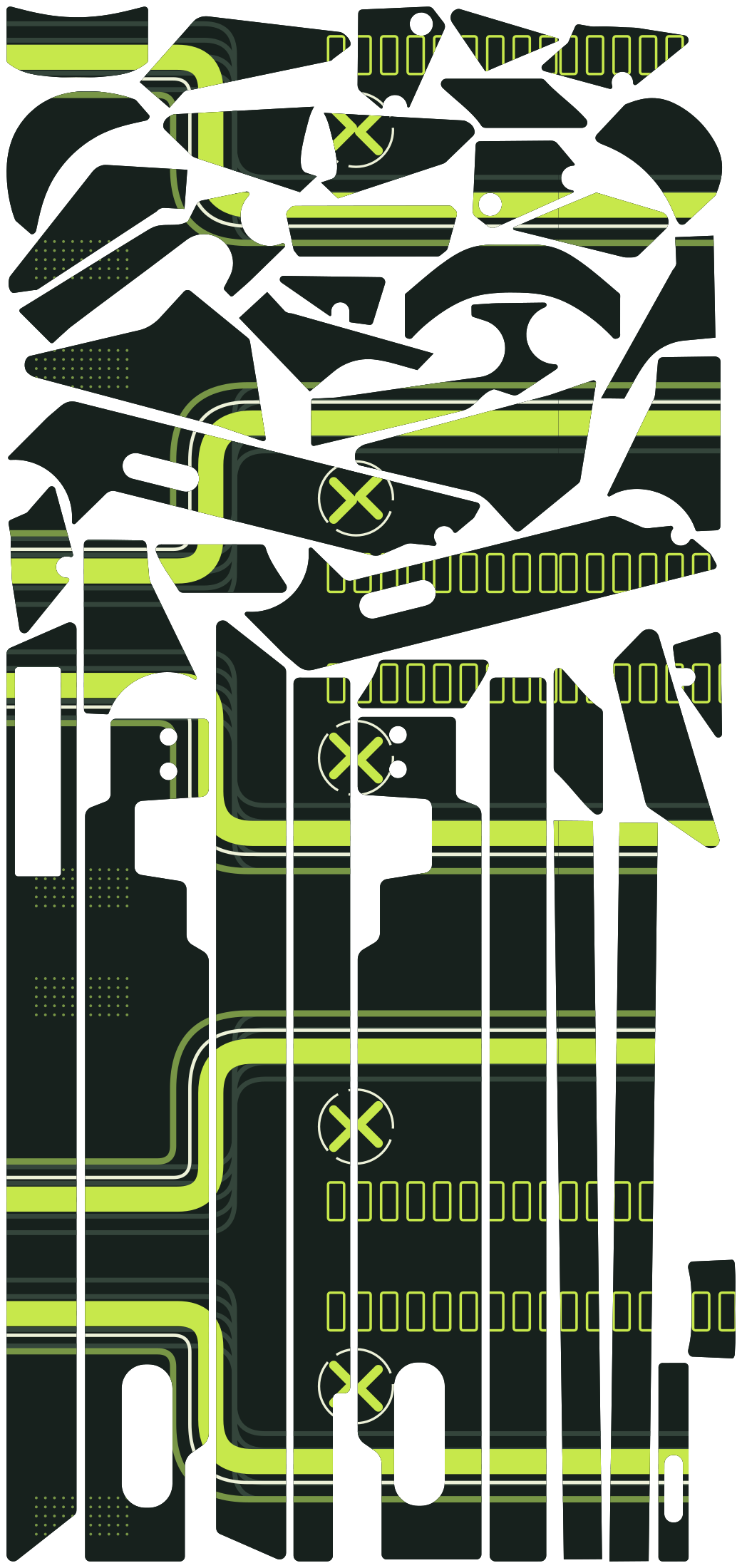 LIME RUSH für Segway GT3D: 42 Originalteile des Skin-Sets.