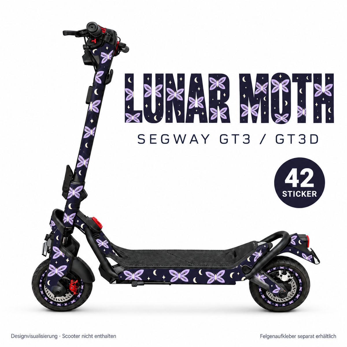 LUNAR MOTH Skin für Segway GT3D. Felgenaufkleber separat erhältlich.