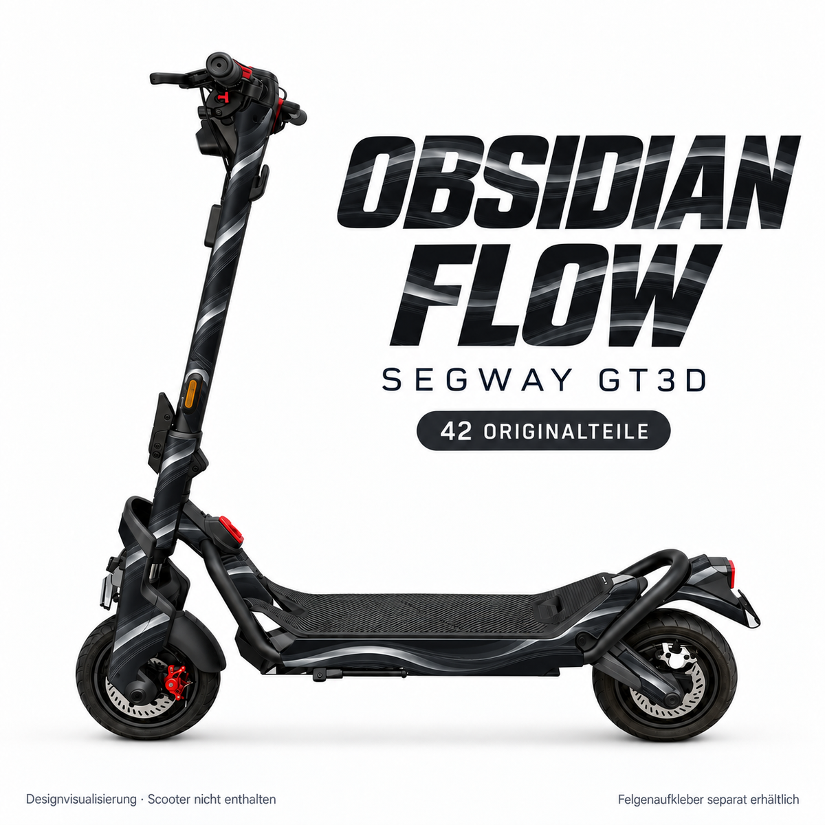 OBSIDIAN FLOW Skin für Segway GT3D. Felgenaufkleber separat erhältlich.