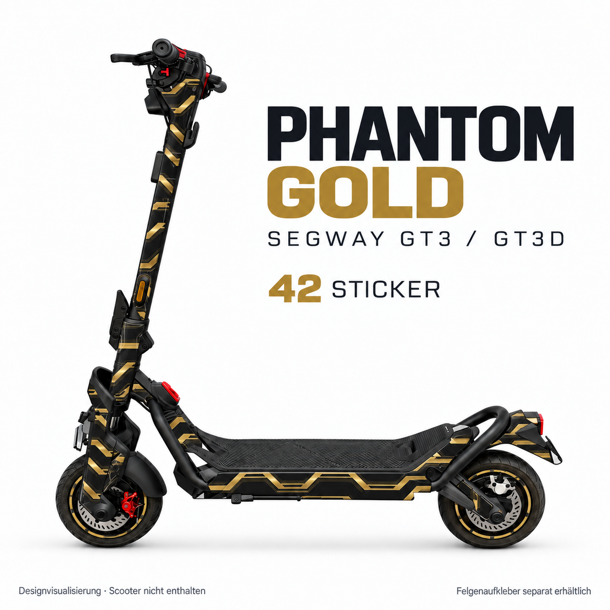 PHANTOM GOLD Skin für Segway GT3D. Felgenaufkleber separat erhältlich.