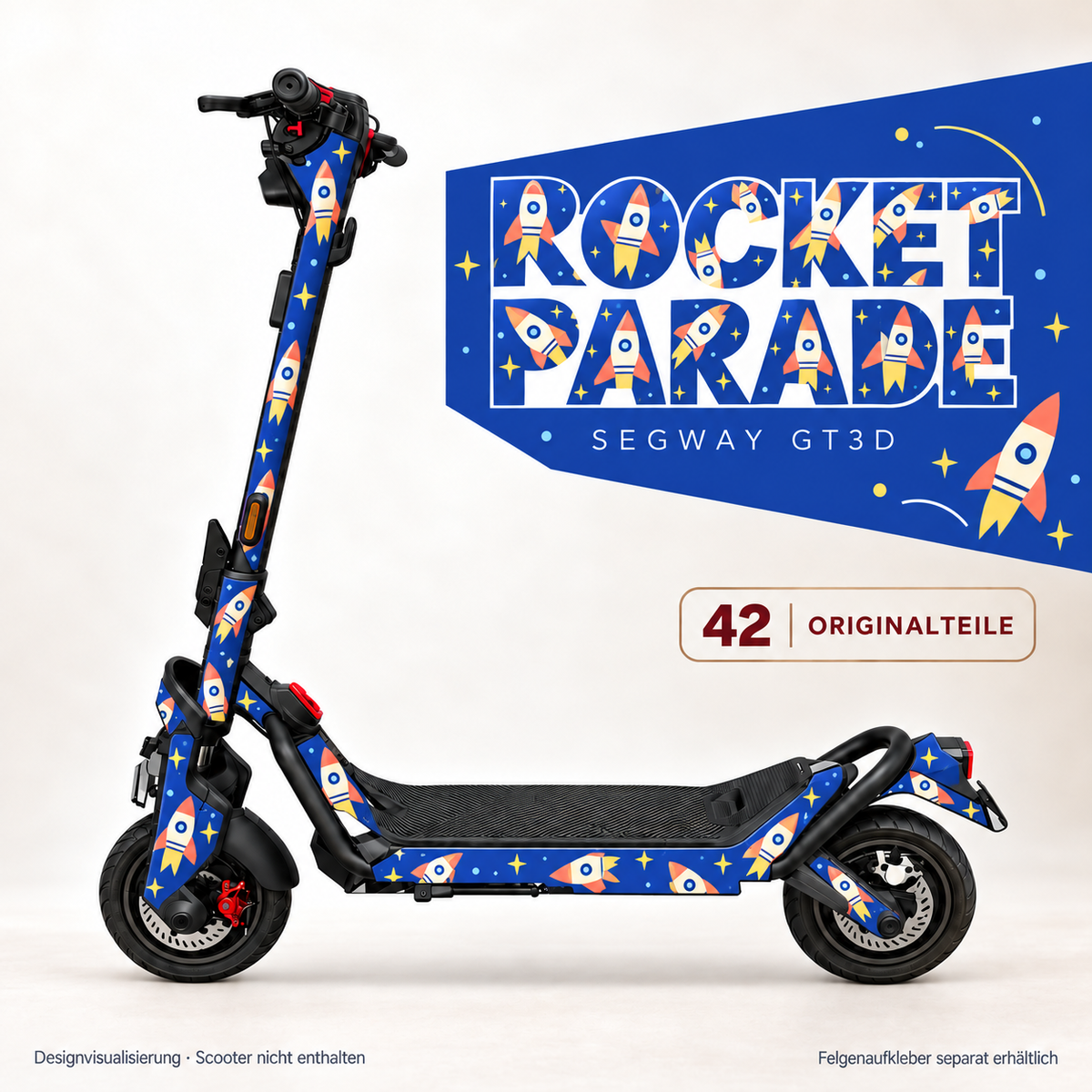 ROCKET PARADE Skin für Segway GT3D. Felgenaufkleber separat erhältlich.