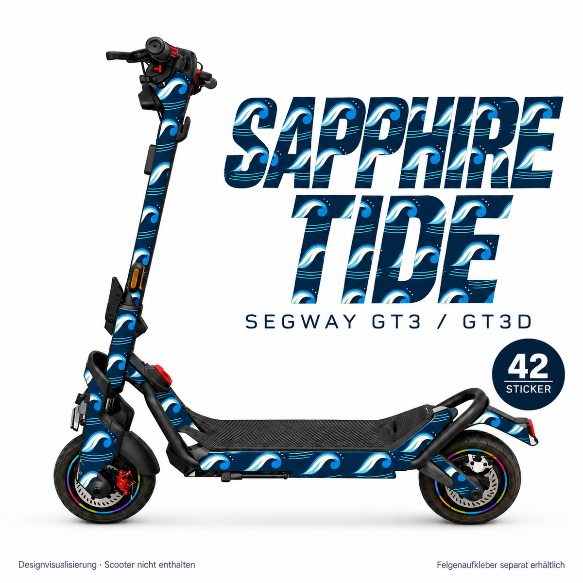 SAPPHIRE TIDE Skin für Segway GT3D. Felgenaufkleber separat erhältlich.