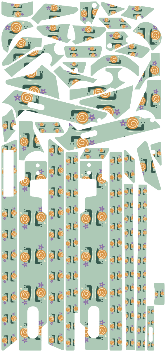SNAIL PARADE für Segway GT3D: 42 Originalteile des Skin-Sets.