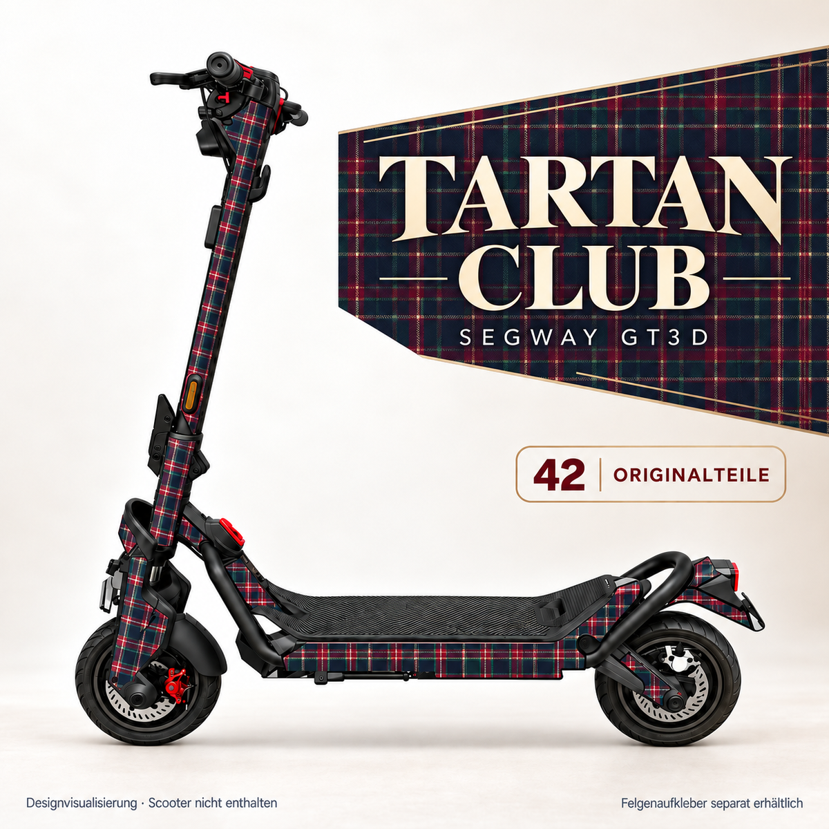 TARTAN CLUB Skin für Segway GT3D. Felgenaufkleber separat erhältlich.