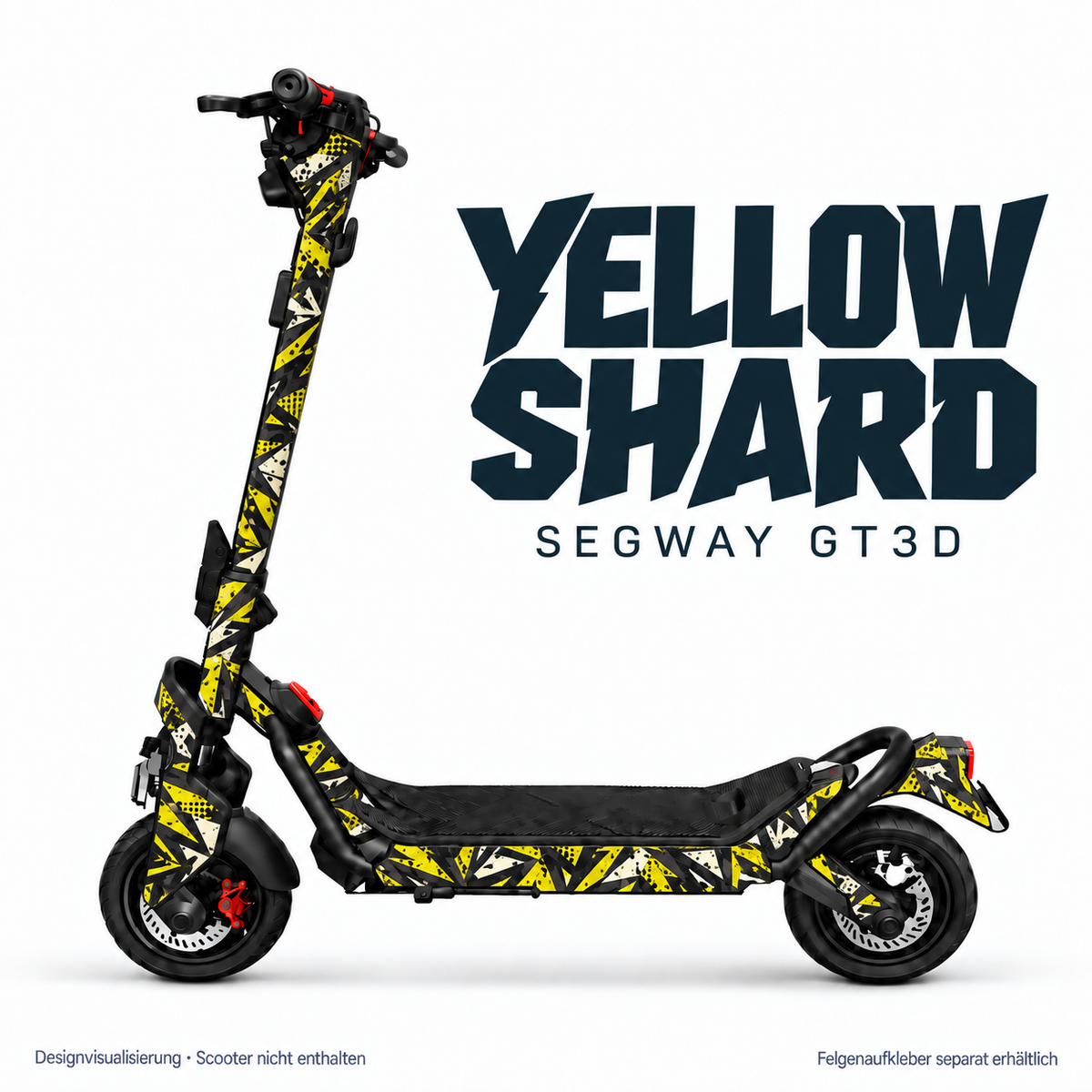 YELLOW SHARD Skin für Segway GT3D. Felgenaufkleber separat erhältlich.