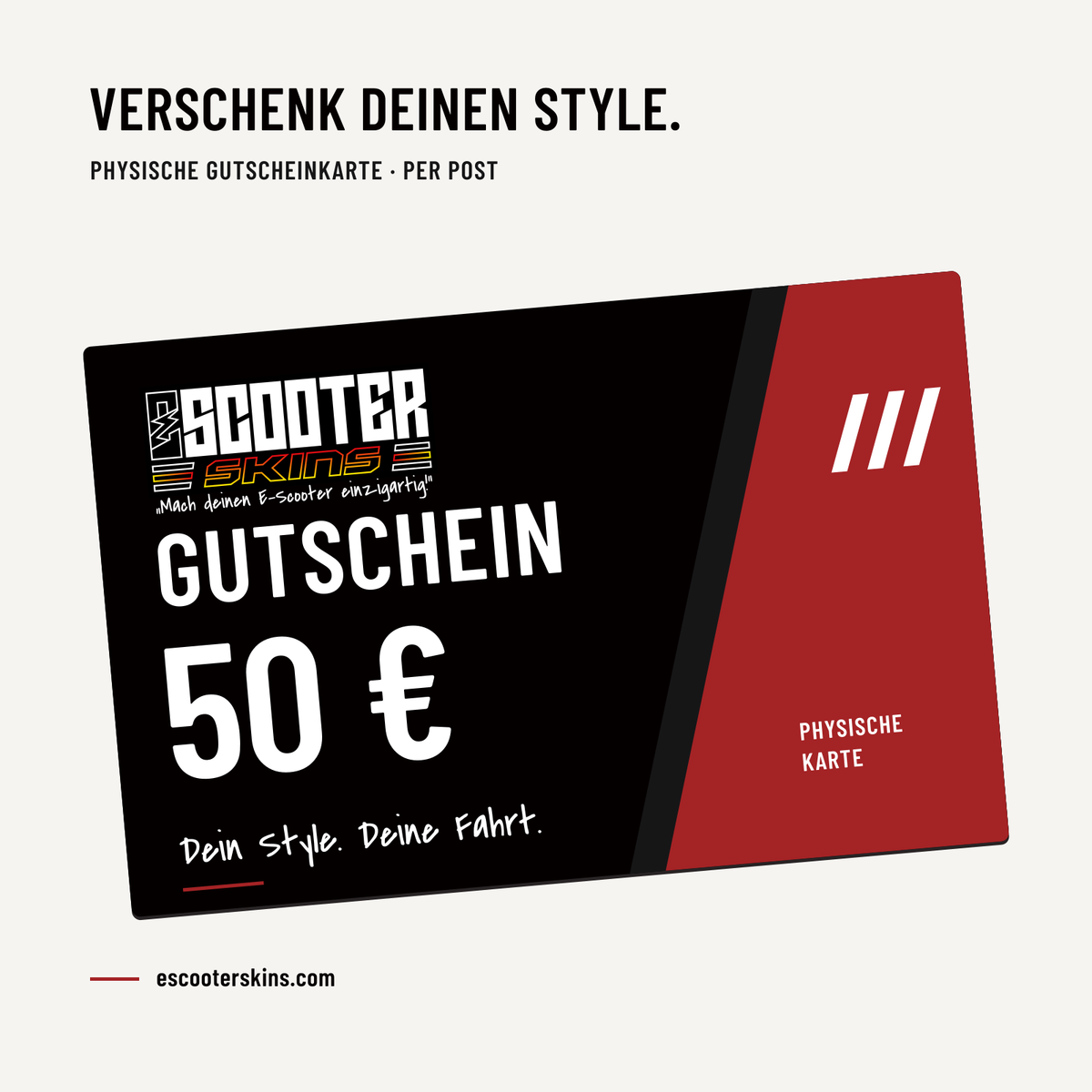Escooter Skins Gutscheinkarte 50 Euro