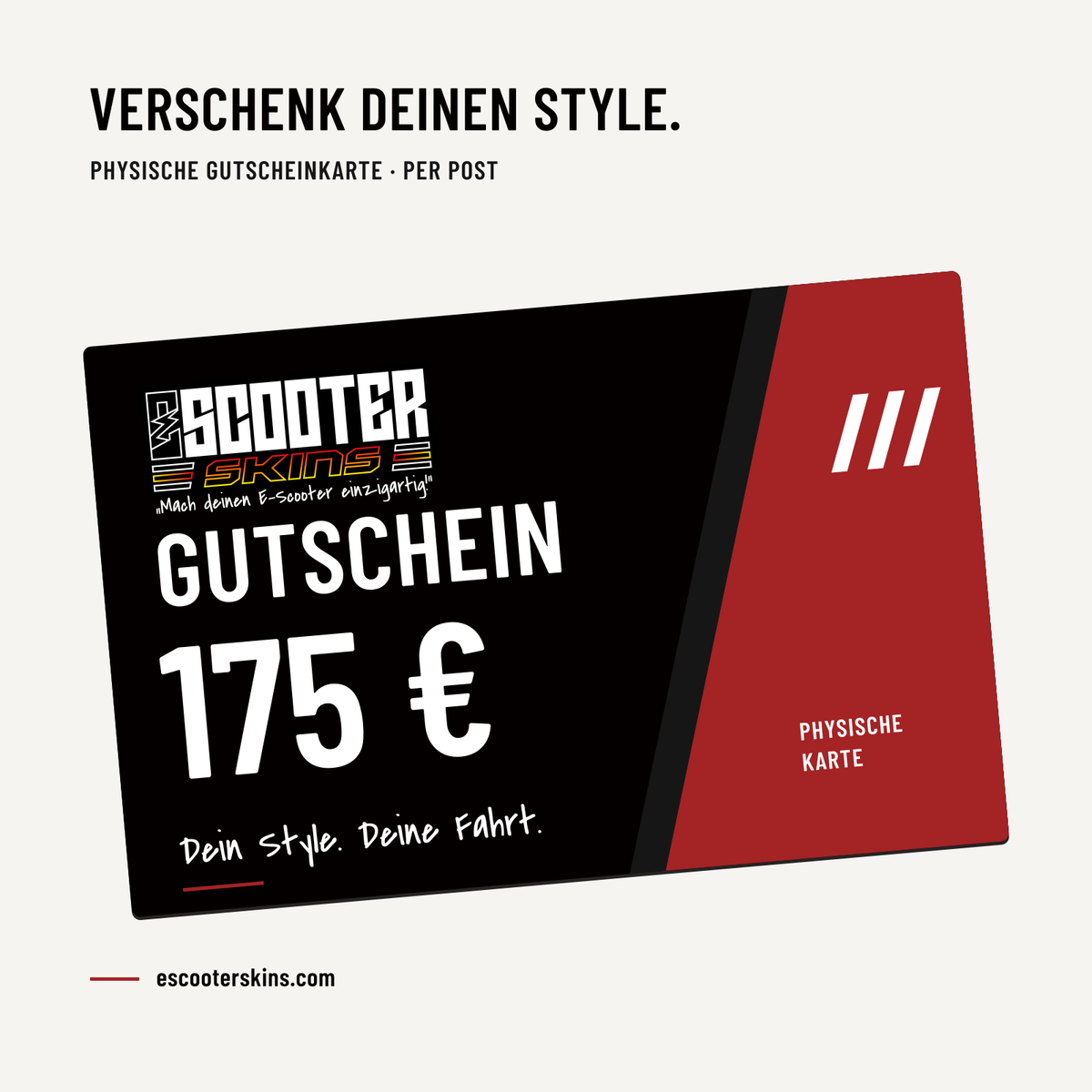 Escooter Skins Gutscheinkarte 175 Euro