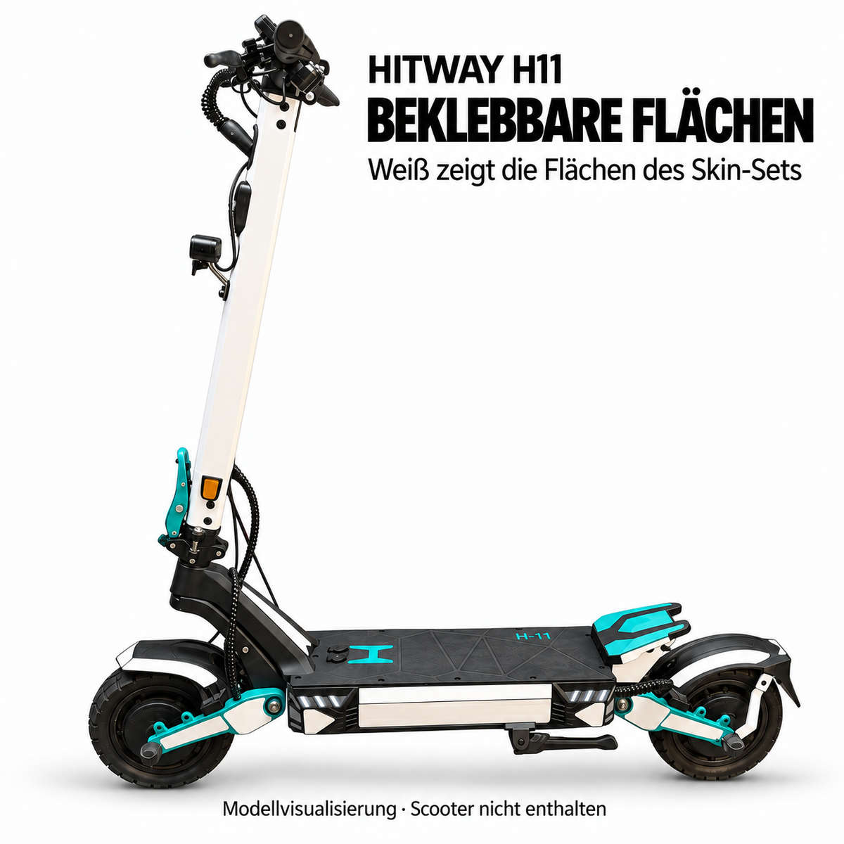 Hitway H11 – weiß markierte Klebeflächen des Skin-Sets